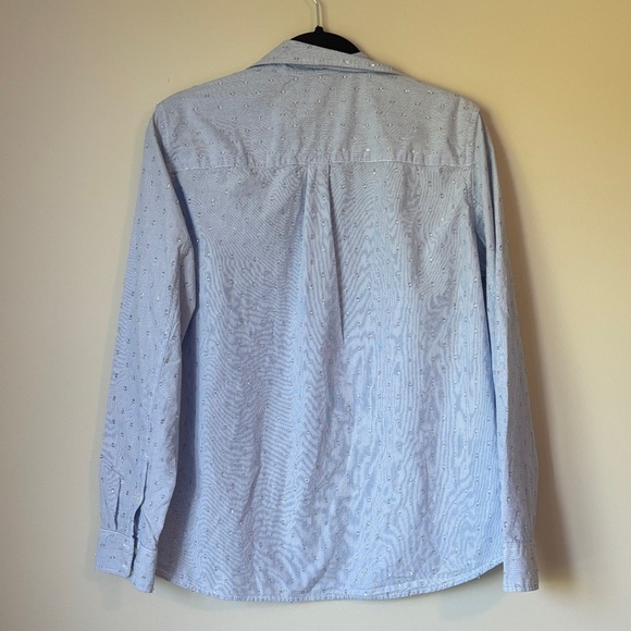 GAP Women’s Light Blue Button-Up Shirt with silver shimmer details size Large - Picture 6 of 6
